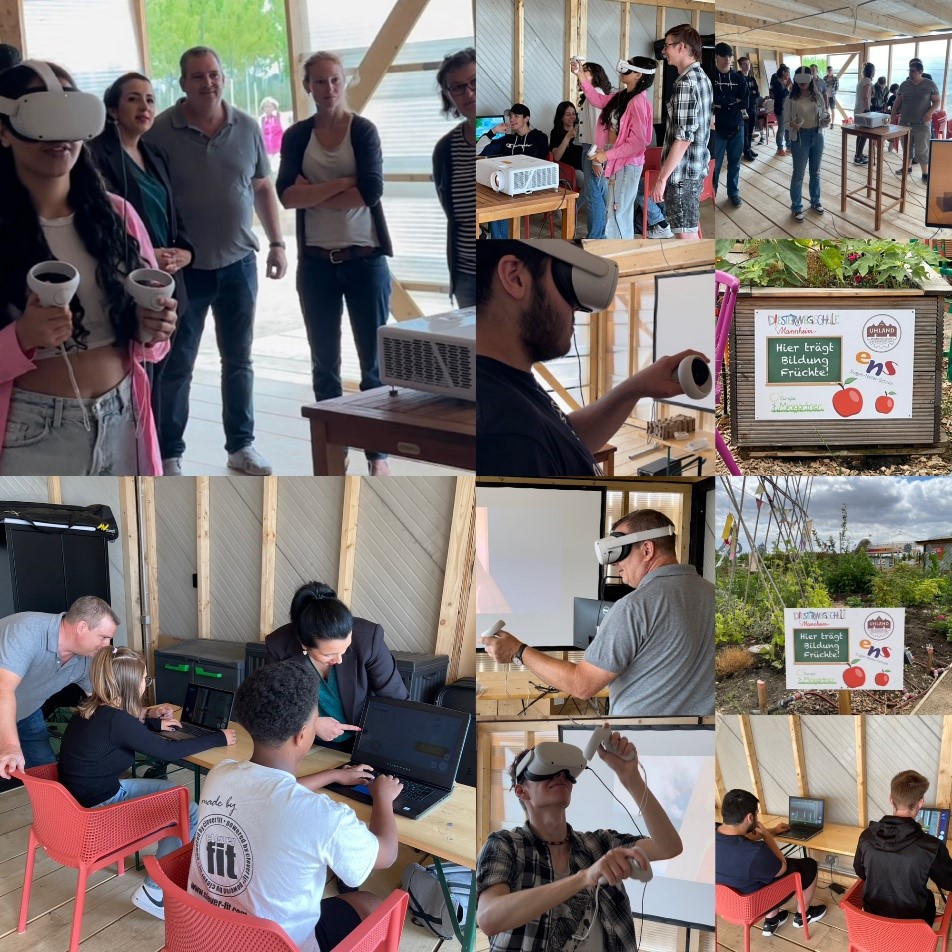 Logo der BUGA 2023 und Partnerlogos von Innoversa, SRH und Uhlandschule.