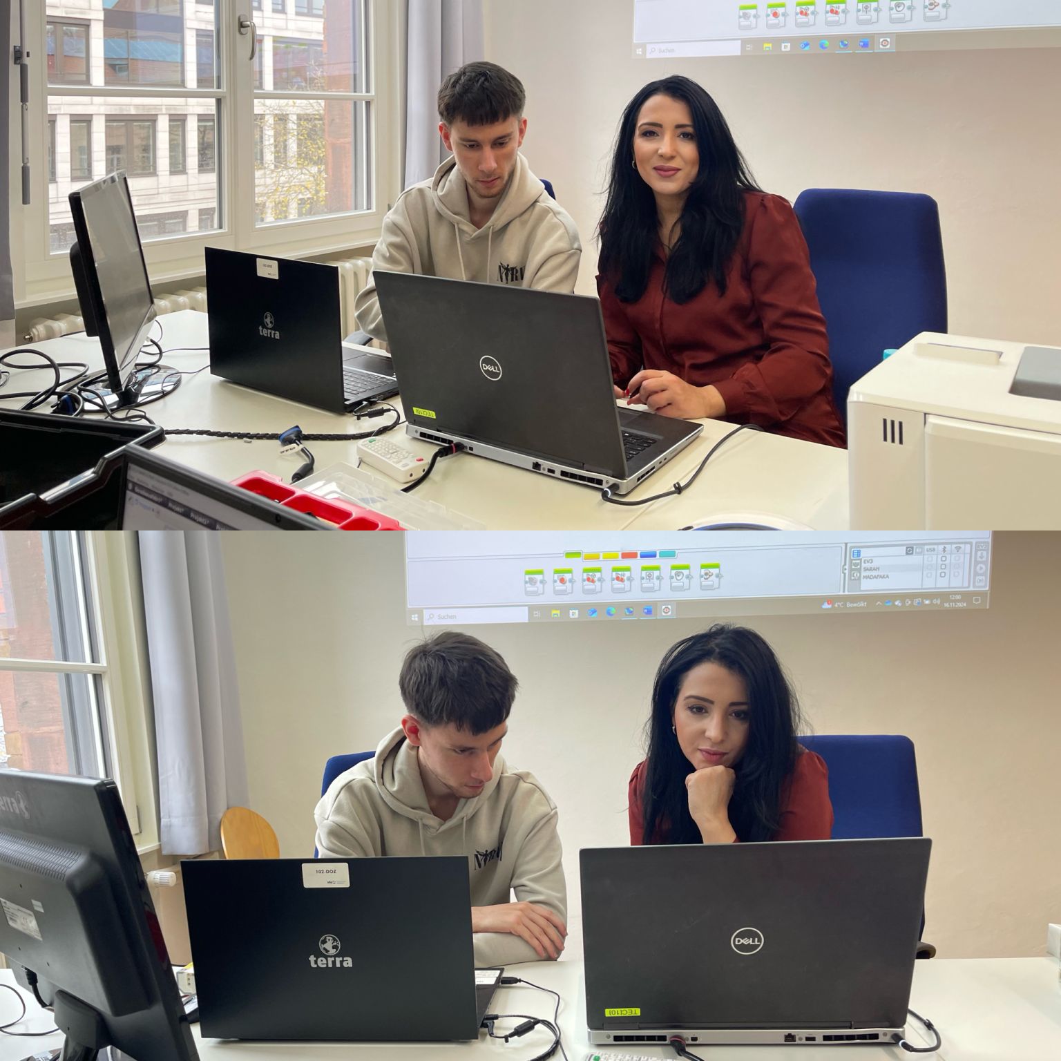 Dr. Leila Mekacher zeigt Kindern begeistert einen Roboter.